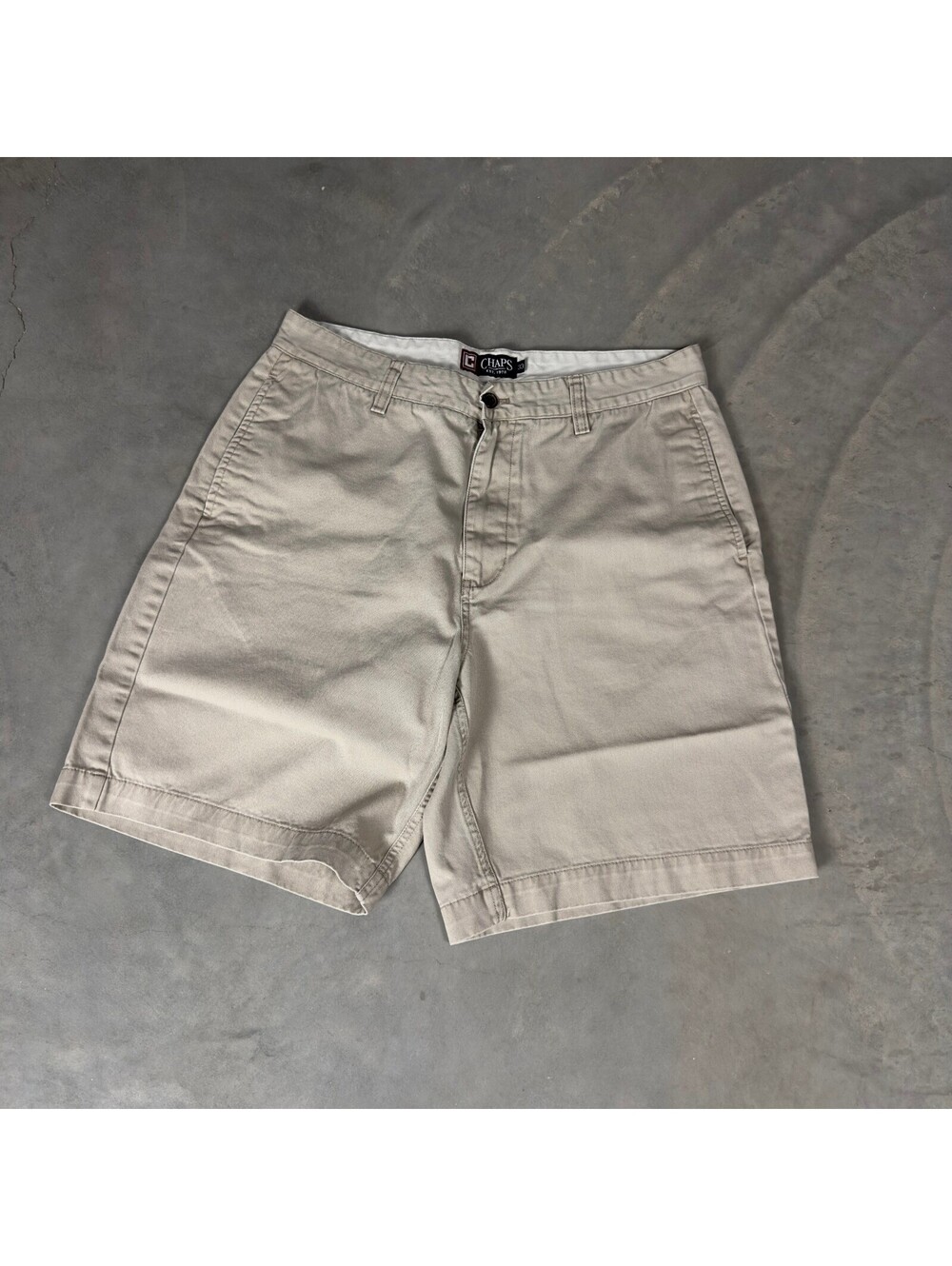 Chaps Chino Shorts Mens 33 Tan Khaki Baggy Flat Front Skater
